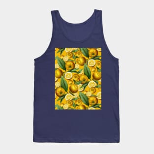 Lemon and Leaf Pattern Tank Top